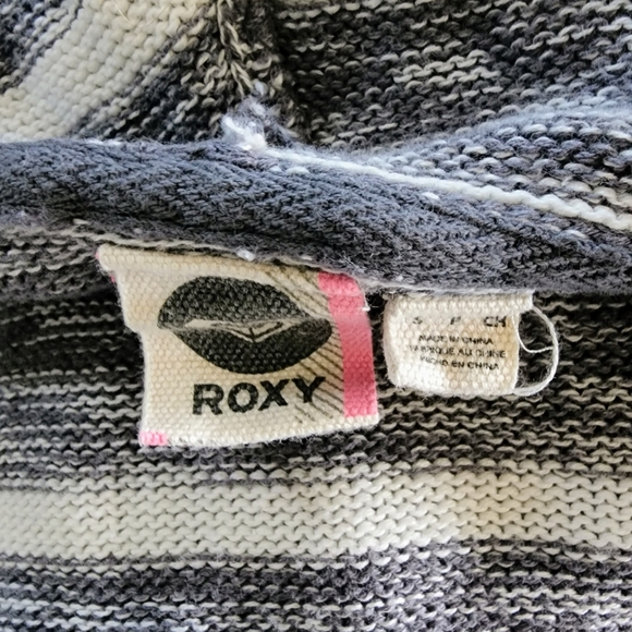 Roxy Open Front Cardigan Size Small 100% Cotton Long Sleeve Striped Sweater - Picture 10 of 10